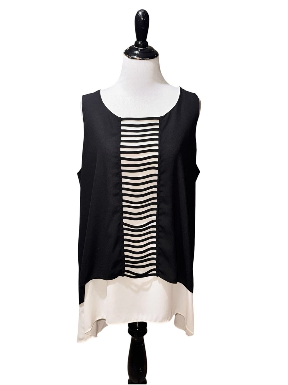 Alfani Women's L Large Layered Hi-Low Cut Blouse Top Sleeveless Lightweight
